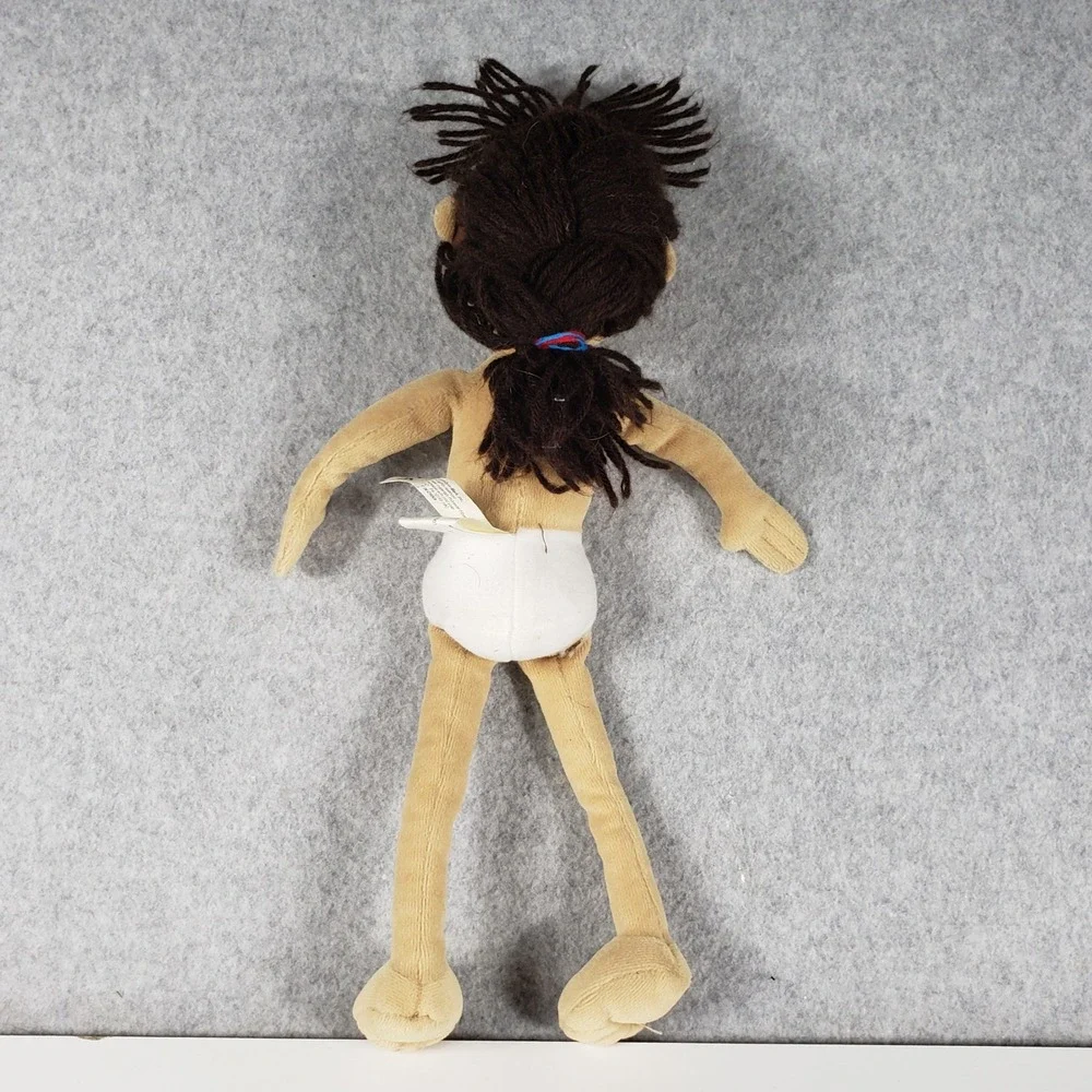 Vintage 2001 Gymboree Plush Doll Girl Brown Yarn Hair Diaper 12